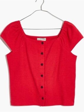 Madewell Red Button-Front Square-Neck Top XS - New with tags!!!